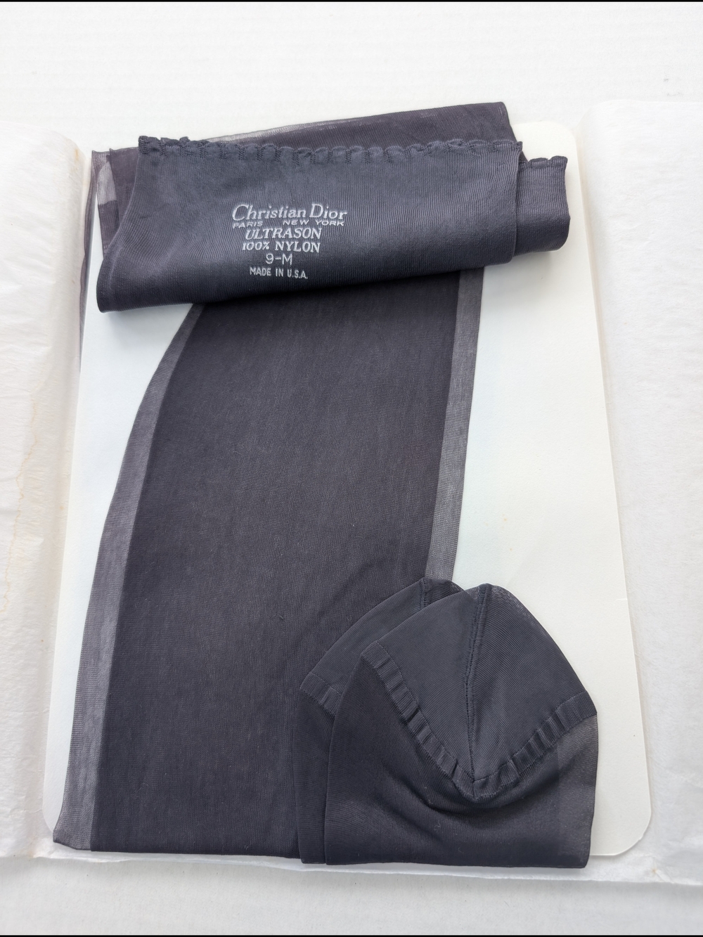 Vintage Christian Dior Ultra Dior Navy Stockings Size 9-M Hosiery